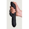 Черный вибратор с клиторальным стимулятором Twister - 23 см.