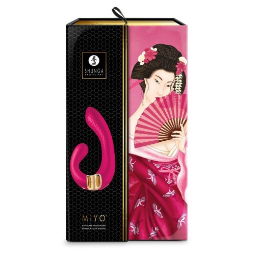 Малиновый гибкий вибростимулятор MIYO с двумя моторами - 18,5 см.