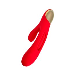 Красный вибратор-кролик с двигающимся язычком Patti - 24 см.