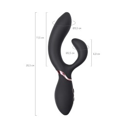 Черный вибратор Avalanche с «танцующим» клиторальным стимулятором - 20,5 см.