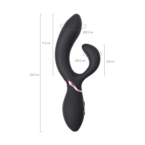 Черный вибратор Avalanche с «танцующим» клиторальным стимулятором - 20,5 см.