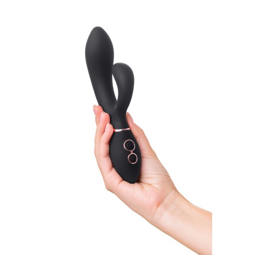 Черный вибратор Avalanche с «танцующим» клиторальным стимулятором - 20,5 см.