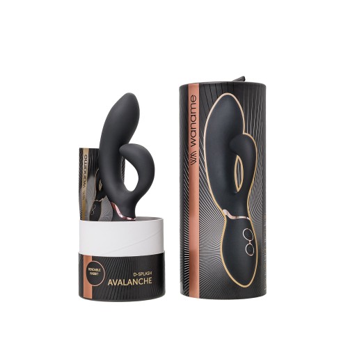 Черный вибратор Avalanche с «танцующим» клиторальным стимулятором - 20,5 см.