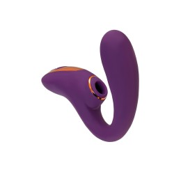Фиолетовый вибромассажер с клиторальной стимуляцией Megam