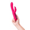 Ярко-розовый вибратор с клиторальной стимуляцией Rablock - 23,5 см.