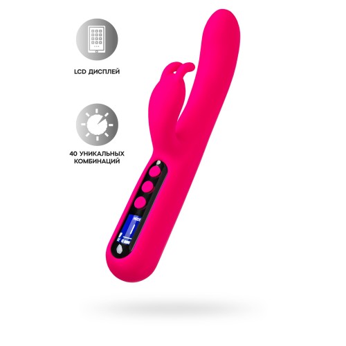 Ярко-розовый вибратор с клиторальной стимуляцией Rablock - 23,5 см.