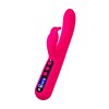 Ярко-розовый вибратор с клиторальной стимуляцией Rablock - 23,5 см.
