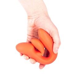 Коралловый перезаряжаемый вибратор-кролик Bali - 19,6 см.