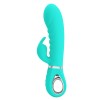 Бирюзовый вибратор-кролик с рёбрышками Prescott - 20 см.