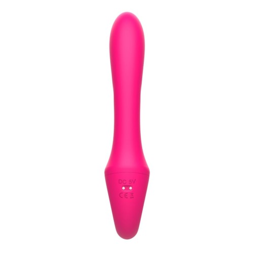 Розовый вибратор с клиторальным отростком и пультом ДУ- 19,6 см.