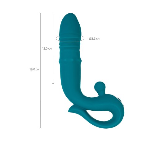 Зеленый вибратор с функцией Up&Down и стимулирующим кольцом Mija - 19 см.