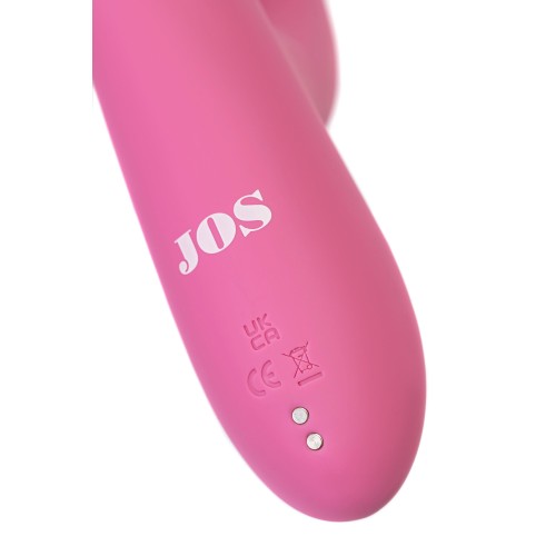 Розовый вибратор с двигающимся язычком и стимулирующим шариком Monti - 24 см.