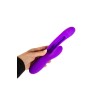 Фиолетовый вибратор-кролик с функцией фингеринга - 25 см.