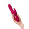 Бордовый вибратор-кролик с двигающимися кольцами Tenty - 23,5 см.