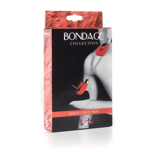 Красные меховые оковы на ноги Bondage