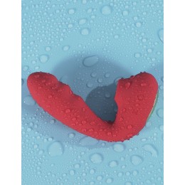 Красный вибратор с вакуумной стимуляцией и нагревом Tara