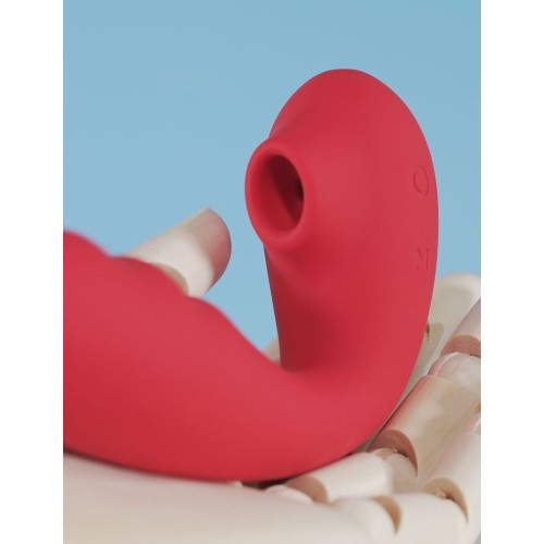 Красный вибратор с вакуумной стимуляцией и нагревом Tara