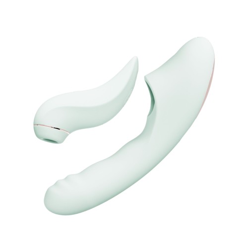 Мятный вибратор-кролик из 2 частей Fatima - 19 см.