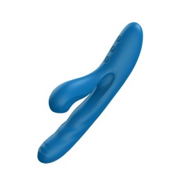 Голубой вибратор Otto с возвратно-поступательными движениями, вакуумом и подогревом - 22,2 см.