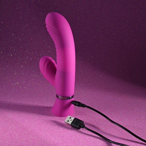 Розовый вибростимулятор-кролик Next Wave - 16,3 см.