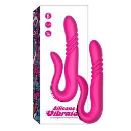 Розовый вибратор с ротацией - 23 см.