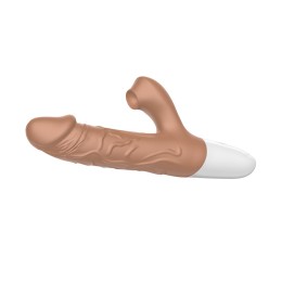 Телесный вибратор-кролик с функцией поступательных движений - 22,5 см.