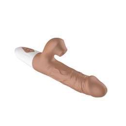 Телесный вибратор-кролик с функцией поступательных движений - 22,5 см.