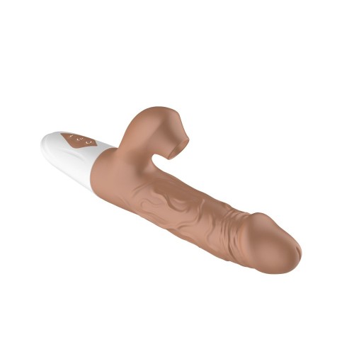 Телесный вибратор-кролик с функцией поступательных движений - 22,5 см.