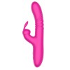 Розовый вибратор-кролик с функцией поступательных движений - 24,3 см.