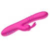 Розовый вибратор-кролик с функцией поступательных движений - 24,3 см.