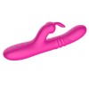 Розовый вибратор-кролик с функцией поступательных движений - 24,3 см.