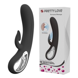 Черный вибратор-кролик Romance Massage - 24 см.