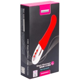 Ярко-розовый пульсирующий массажер - 26 см.