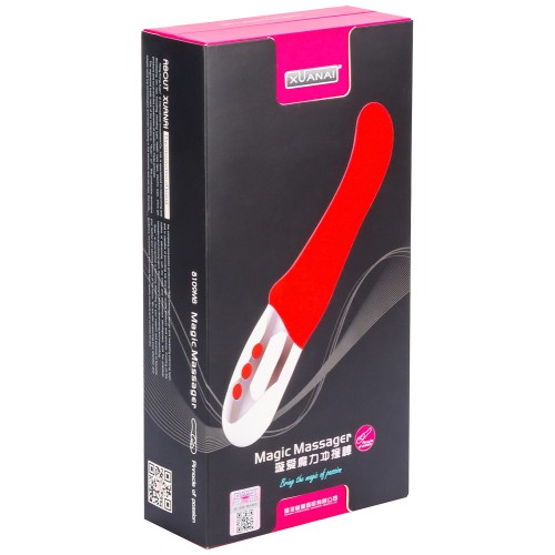 Ярко-розовый пульсирующий массажер - 26 см.