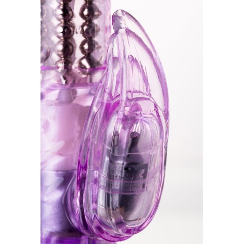 Фиолетовый вибратор High-Tech fantasy с клиторальным лепестком - 21 см.