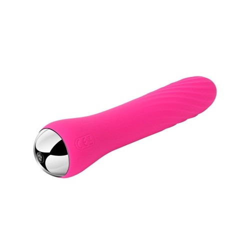 Сливово-розовый вибратор со спиралевидным рельефом и функцией нагрева Anya - 19,6 см.