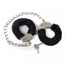 Чёрные меховые оковы на ноги Bondage