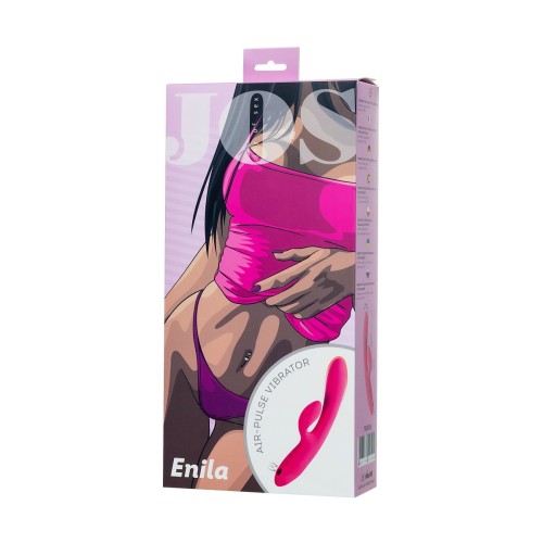 Ярко-розовый вибратор-кролик с вакуум-волновой стимуляцией Enila - 23 см.