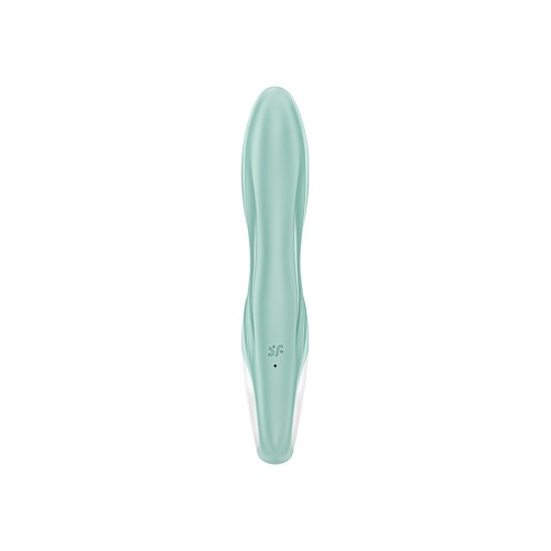 Зеленый вибратор-кролик Satisfyer Air Pump Bunny 5+ с функцией расширения - 20,4 см.