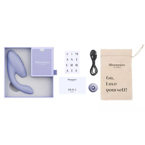 Сиреневый вибратор Womanizer Duo 2 с бесконтактной клиторальной стимуляцией