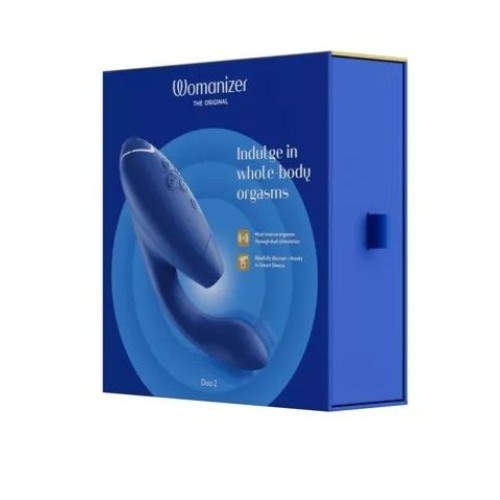 Синий вибратор Womanizer Duo 2 с бесконтактной клиторальной стимуляцией
