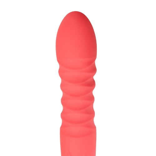 Коралловый вибратор Flox с возвратно-поступательными движениями - 21,5 см.