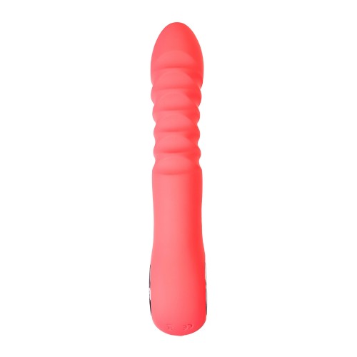 Коралловый вибратор Flox с возвратно-поступательными движениями - 21,5 см.