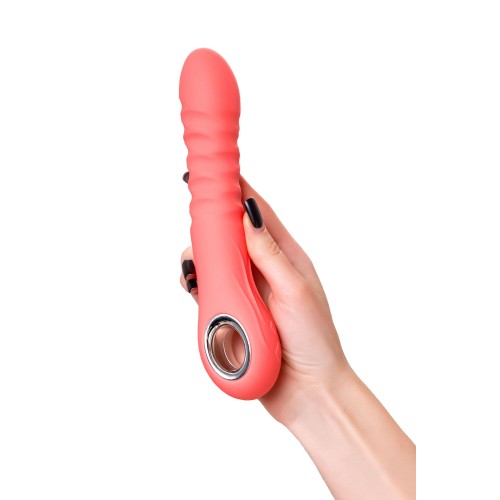 Коралловый вибратор Flox с возвратно-поступательными движениями - 21,5 см.