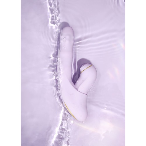 Сиреневый вибромассажер со съёмным клиторальным пульсатором DuoGlow