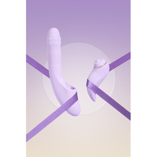 Сиреневый вибромассажер со съёмным клиторальным пульсатором DuoGlow