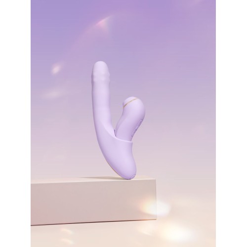 Сиреневый вибромассажер со съёмным клиторальным пульсатором DuoGlow