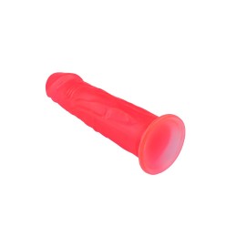 Розовый фаллоимитатор с подошвой-присоской - 18,5 см.