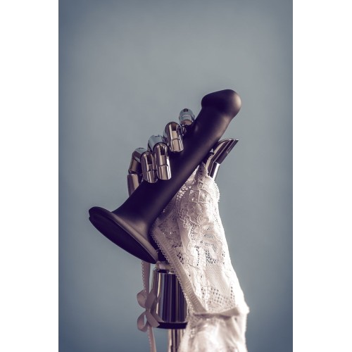 Черный фаллос на присоске Silicone Bendable Dildo M - 18 см.