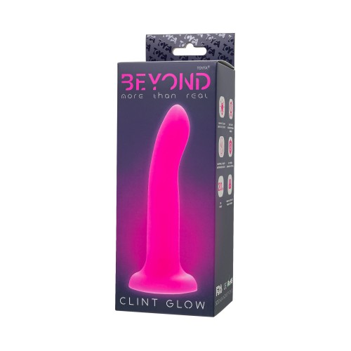 Розовый, светящийся в темноте фаллоимитатор Clint Glow - 20 см.